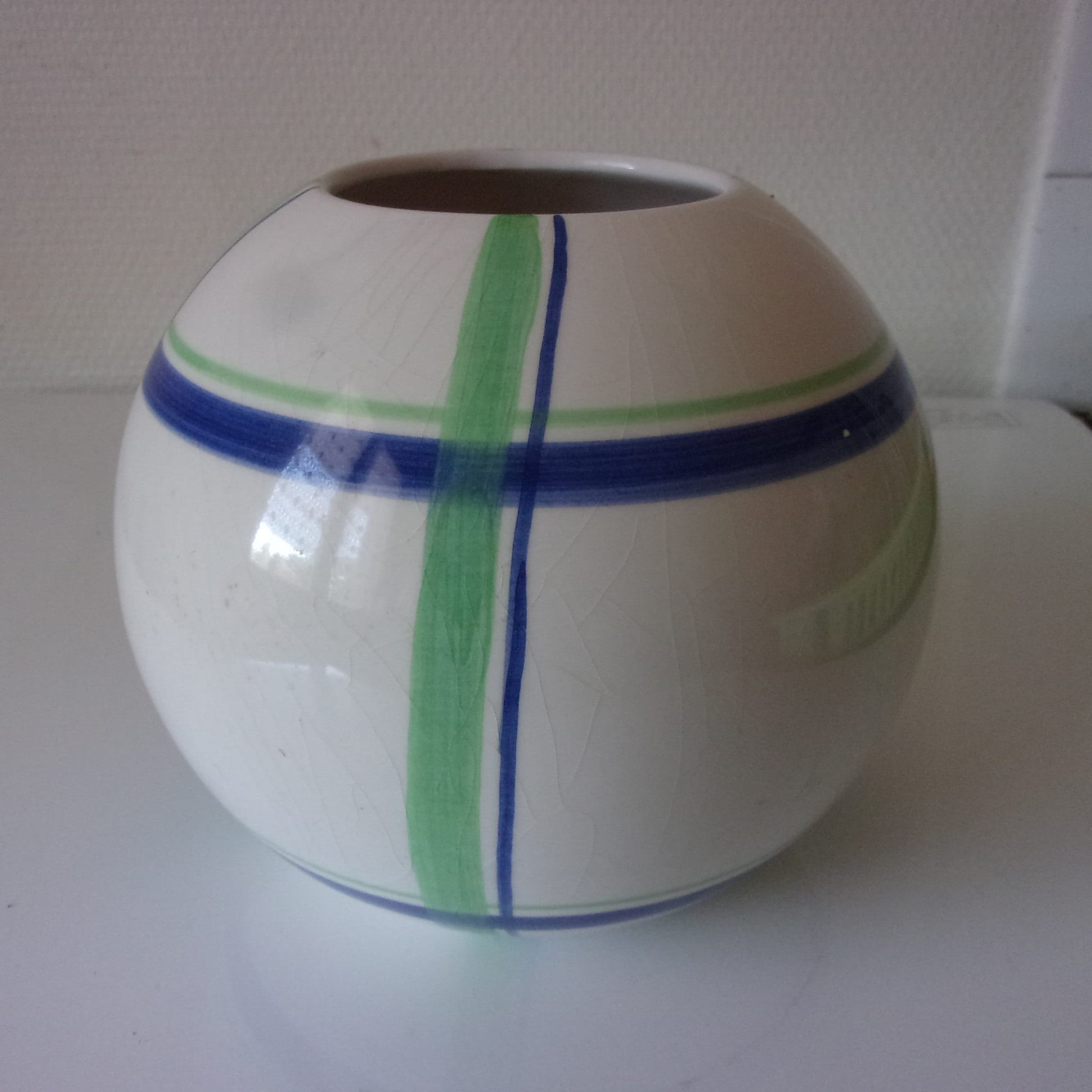 Vase Boule Vintage , Joli Vase en Céramique Numéroté ,