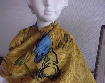 Foulard en soie VINCENT VAN GOGH ?foulard roulotté main 87/87 cm