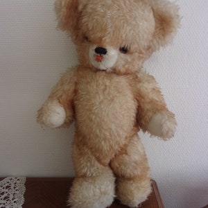 Old teddy bear 48 cm, articulated squeaky bear, vintage bear image 3