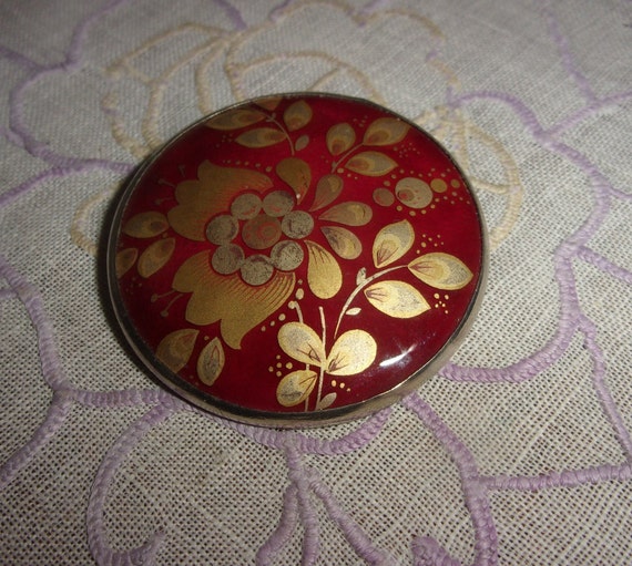 Broche Pendentif vintage motif floral dorée  ,fon… - image 1