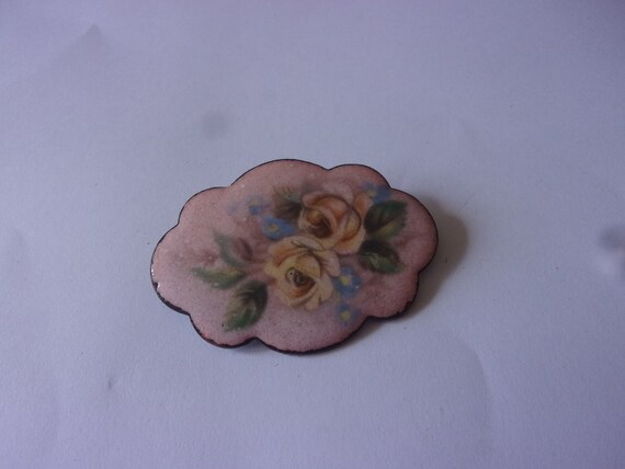 Broche vintage ,broche émaillée rose décor bouque… - image 3