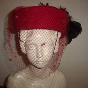 Pretty hat with old veil, hat veil and feather