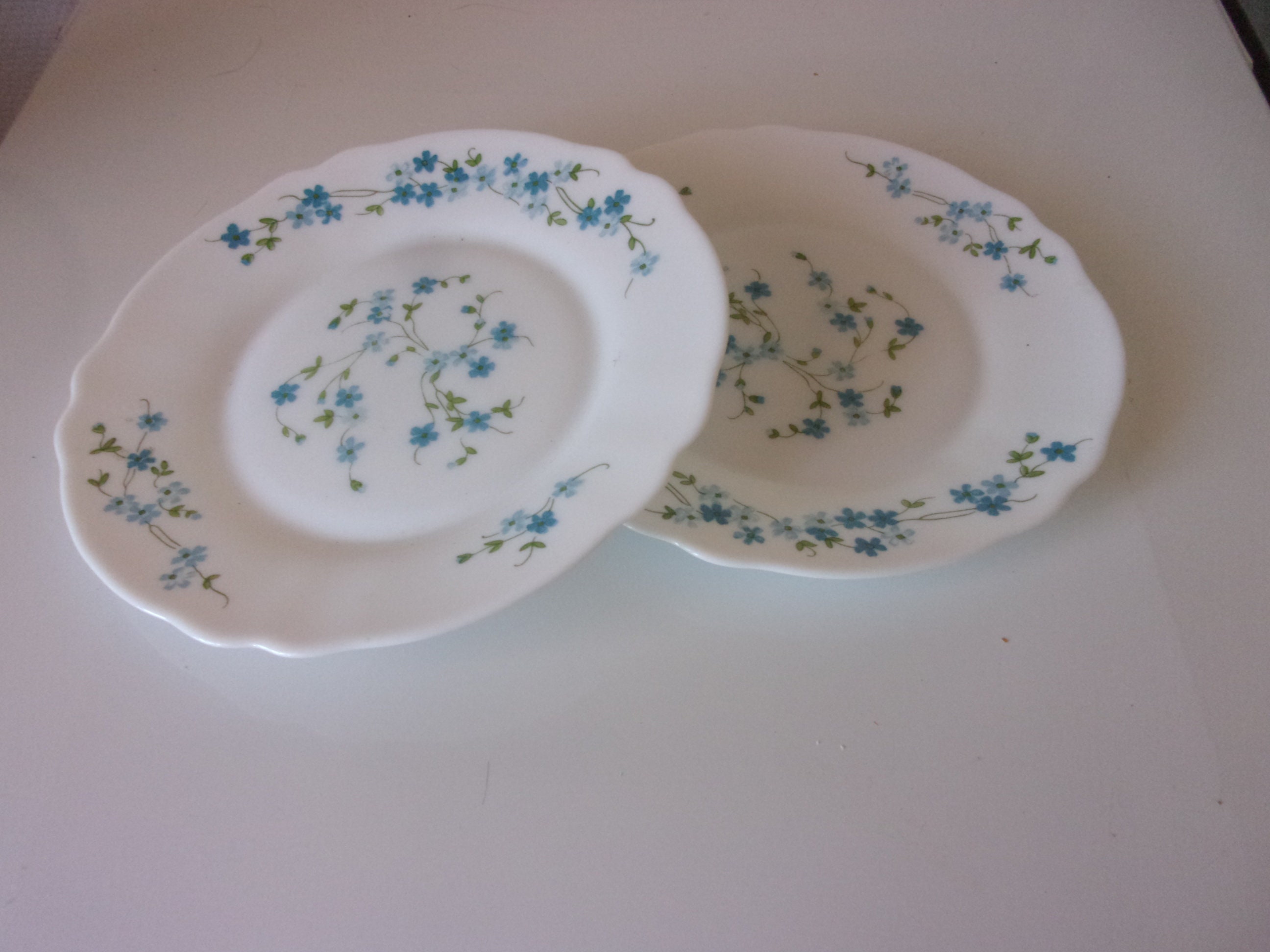 Assiettes Arcopal Vintage , Assiettes A Desserts Fleurs Bleues