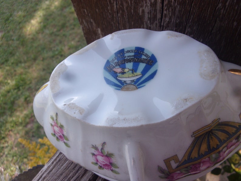 Saucière en porcelaine vintage ,saucière gras maigre offerte par l huile la rayonnante image 2