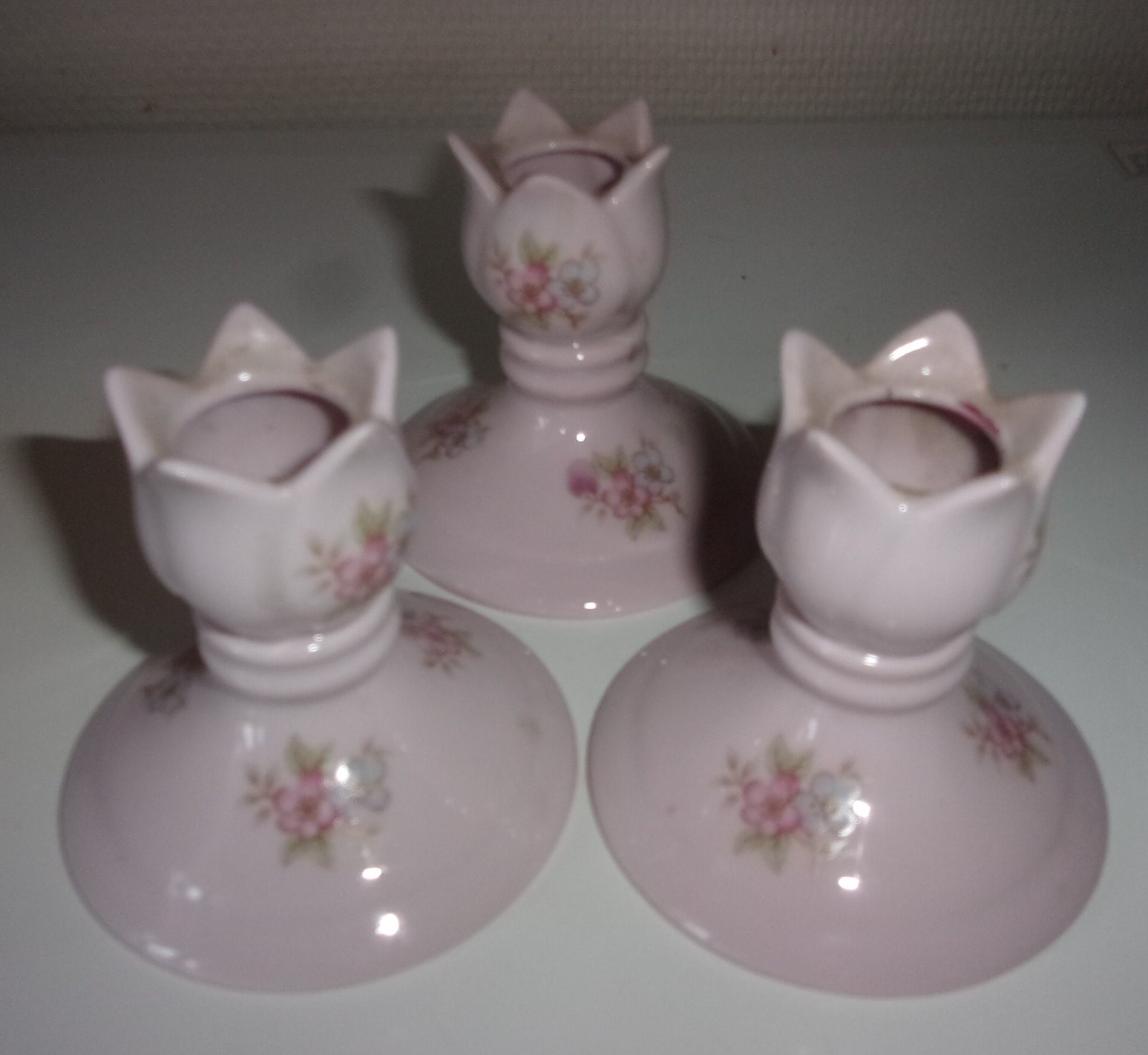 Trois Bougeoirs Vintage , Bougeoirs en Porcelaine de Limoges
