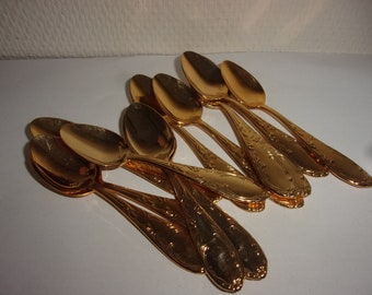 12 golden coffee spoons, mocha spoons length 11 cm