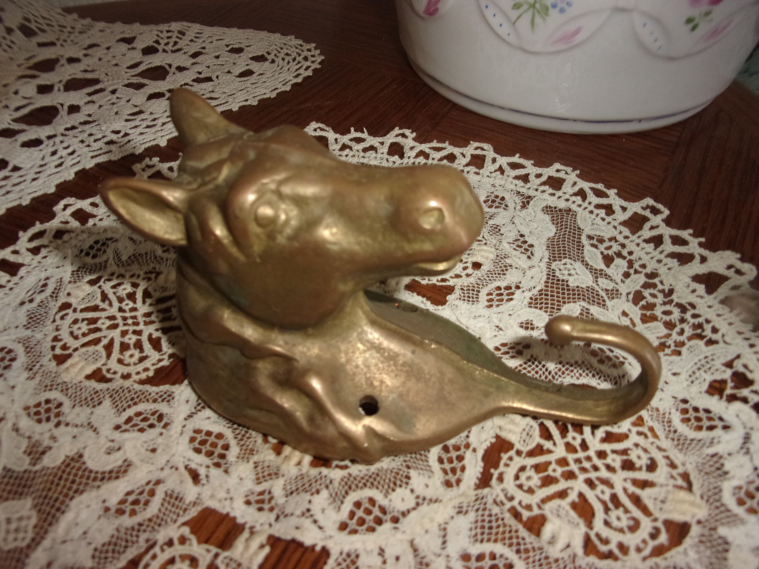 Crochet en Laiton Vintage , Crochet Tête de Cheval , Objet Décoration