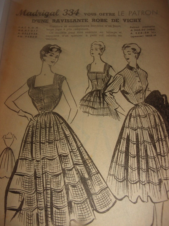 Vintage Vichy Dress Pattern, Madrigal Pattern 50s Size 44 - Etsy