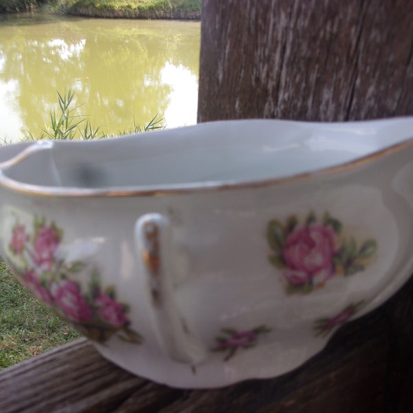 Saucière en porcelaine vintage ,saucière gras maigre offerte par l huile la rayonnante