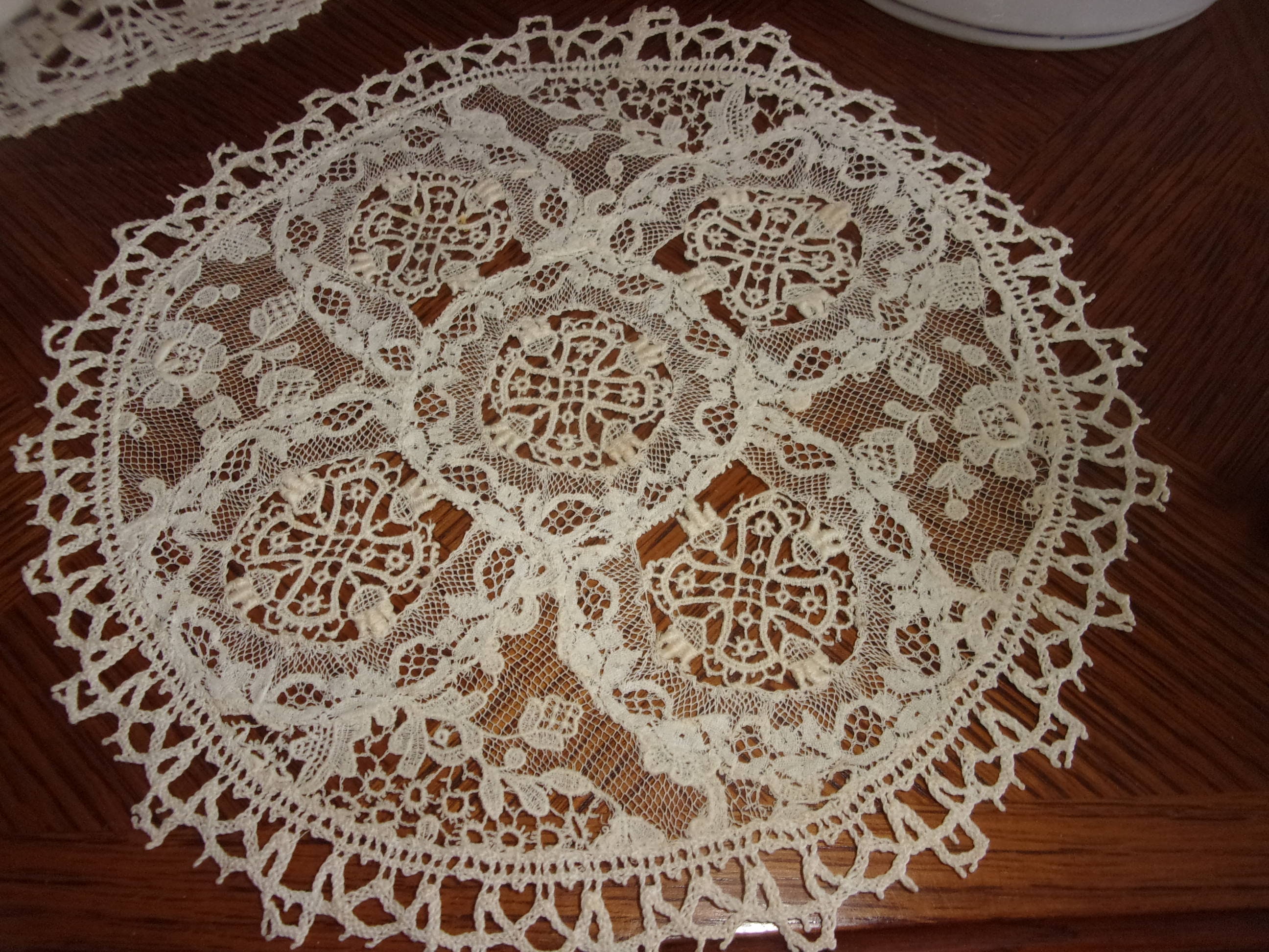 Napperon Écru Rond Dentelle Ancienne , Napperon Fait Main Fin 19 Ième