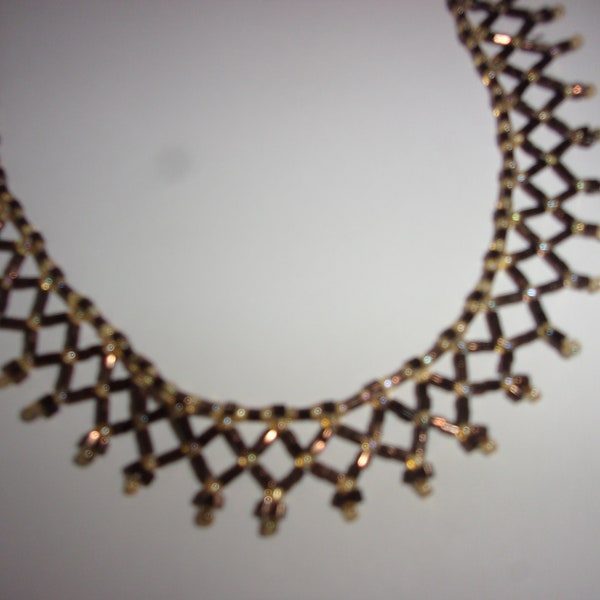 Collier en perles rocailles tressées ,collier vintage