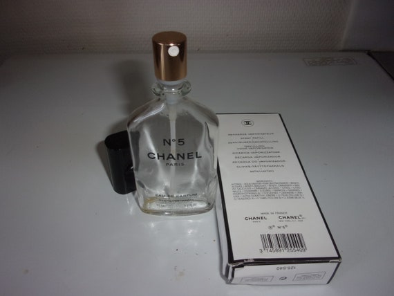 Rare Vintage Non-Refillable Black Chanel No. 5 Empty Collectible Bottle