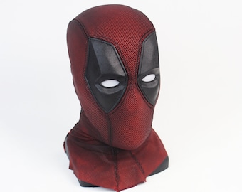 Deadpool Costume Cosplay Mask with Screen Printed fabric and Magnetic Eyes