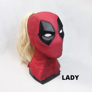 Lady Deadpool Cosplay Mask with Screen Printed fabric and Magnetic Eyes
