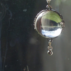 vintage pools of light quartz rock crystal  necklace pendant  sterling floral wrap
