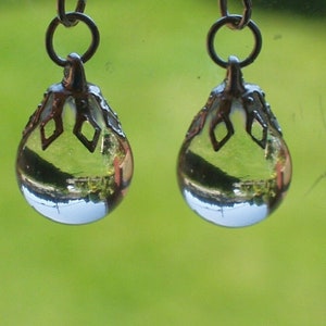 quartz crystal earrings dangle pools of light sterling wires