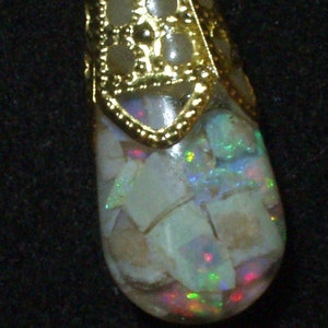 opal necklace pendant floating opal snow globe gold filled australian opals