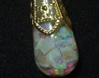 opal necklace pendant floating opal snow globe gold filled australian opals