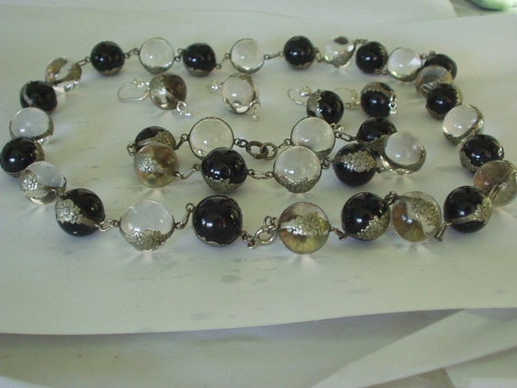 rare vintage pools of light rock crystal black on… - image 5