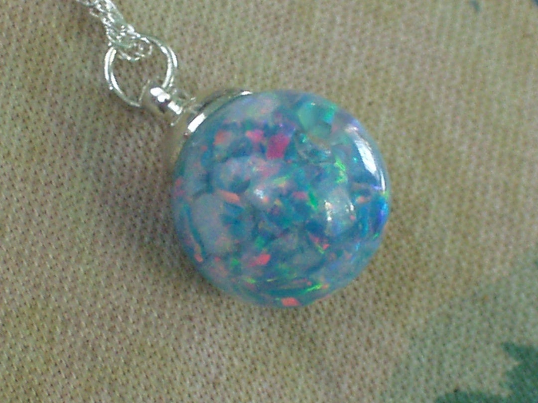 Opal Necklace Pendant Floating Opals Like Snow Globe the Opals Float