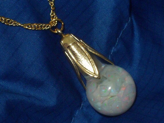 Fabulous Iris Floating Opal Pendant Necklace, Sterling Silver - Ruby Lane