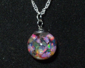 opal pendant large floating opal necklace australian opals kyocera opals  sterling plated chain
