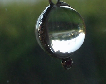 pools of light quartz rock crystal quartz ruby sterling necklace pendant