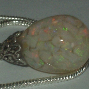 australian kyocera opal necklace pendant floating opals sterling sp chain included