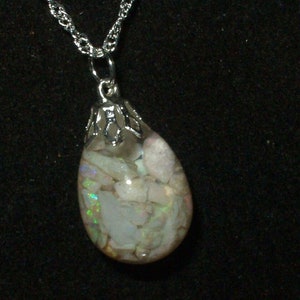 australian opal necklace pendant large floating opals glass drop sterling silver