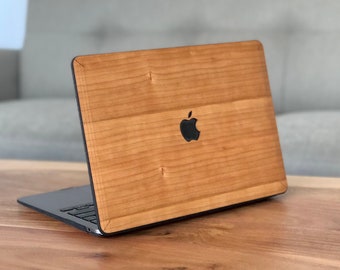 Étui pour MacBook cerisier en bois véritable MacBook Air, MacBook Pro, 13" 14" 15" 16" M1, M2, M3