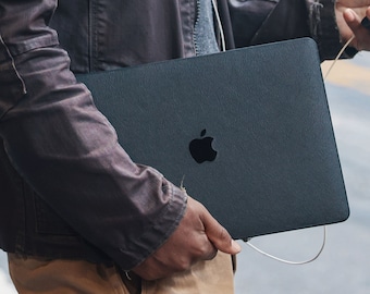 Coque en cuir véritable pour MacBook Pro, MacBook Air, MacBook 12" 11" 13" 14" 15" 16" Noir MacBook M1, MacBook M2, MacBook M2