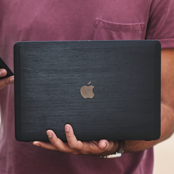 Étui pour MacBook en bois véritable - Frêne noir, étui à clip - Modèles M3 maintenant disponibles