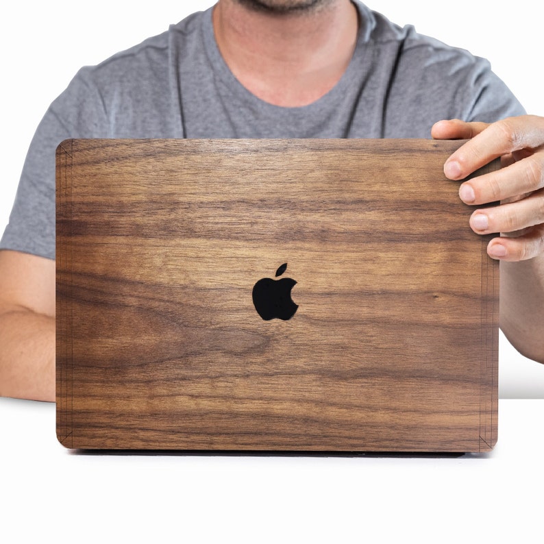 Real Wood MacBook Case, walnut wood, clip on case includes new models, M3, M3 Pro, M3 Max, 14, 16, Air M2, Air 15 image 4