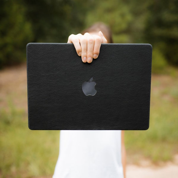 Étui pour MacBook en cuir véritable, MacBook Air, MacBook Pro en cuir NOIR