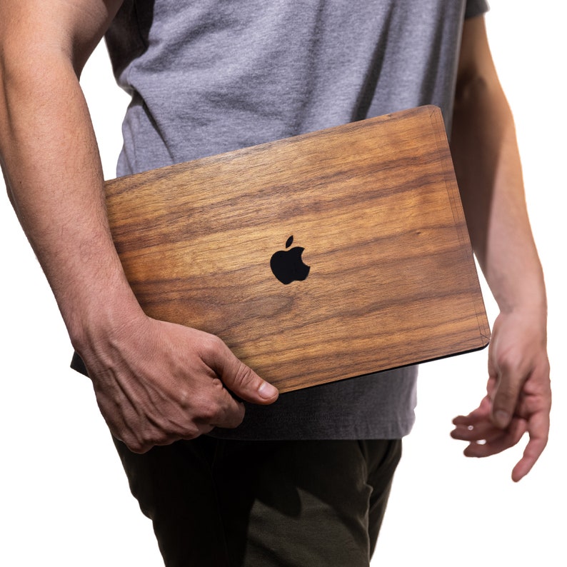 Real Wood MacBook Case, walnut wood, clip on case includes new models, M3, M3 Pro, M3 Max, 14, 16, Air M2, Air 15 image 9