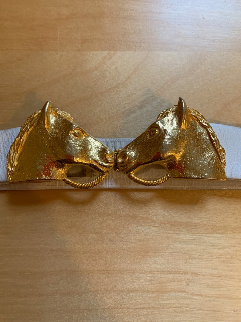 Vintage SAKS FIFTH AVENUE horse head leather belt