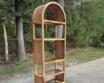 Vintage bamboo and rattan shelf . etagere