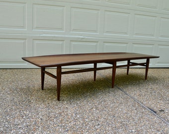 Mcm Coffee Table : Mid Century Modern Walnut And Laminate Surfboard Coffee Table Epoch : 15 height, 14 deep and 38 length.