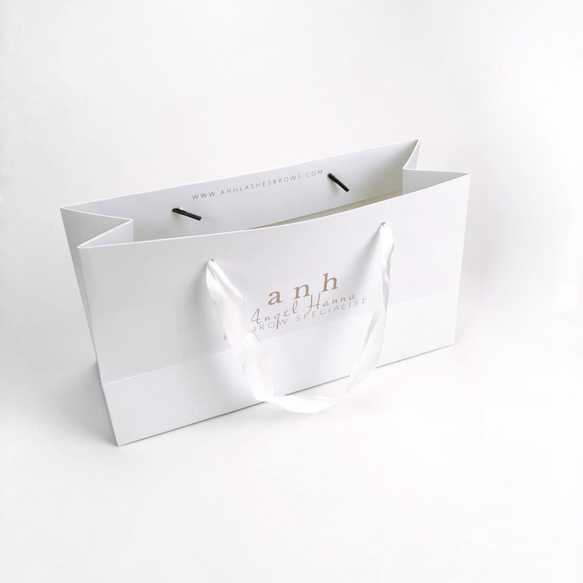 150 Custom Logo Gift Bags With Ribbon Handles and Gold Foil Etsy