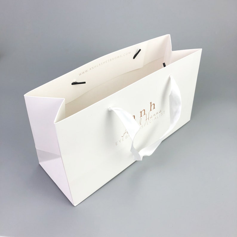 100 Custom Logo Gift bags with ribbon handles Personalised Etsy