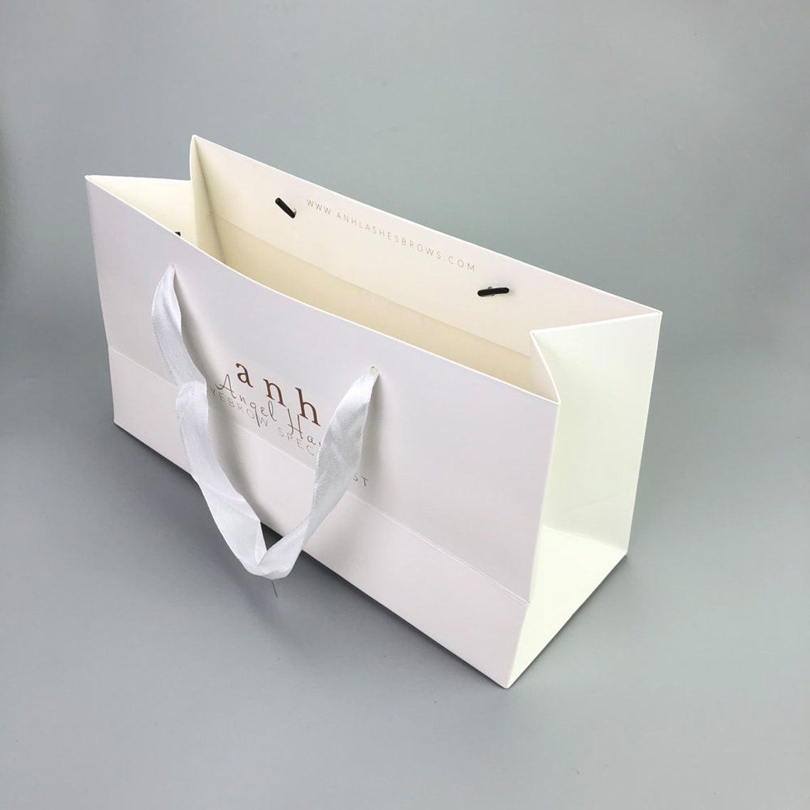 100 Custom Logo Gift bags with ribbon handles Personalised Etsy