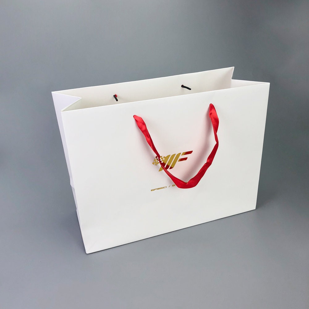 100 Custom Logo Gift bags with ribbon handles Personalised Etsy