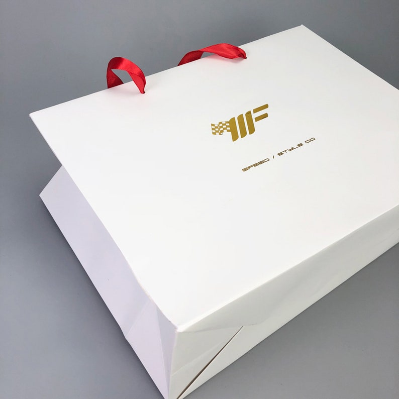 150 Custom Logo Gift Bags With Ribbon Handles and Gold Foil Etsy