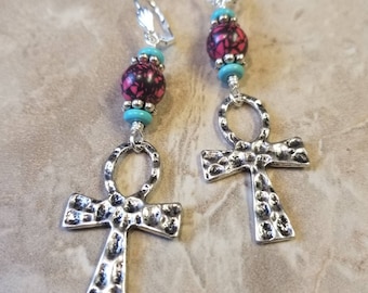 Pendientes Ankh Pasión, Pendientes Renovación, Pendientes Ankh de Plata, Pendientes Colgantes Ankh, Pendientes Afrocéntricos