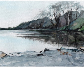 Lakeside in County Down, NI - original watercolour painting