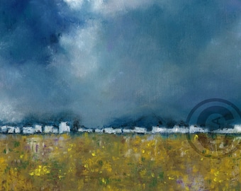 Landscape with Distant Hills - original soft pastel artwork