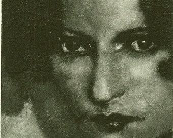 Carmel Myers, Star of the Silent Screen Portrait - original monotype art