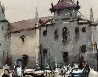 Old Town - original watercolour painting
