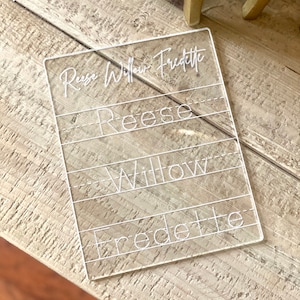 Carte de traçage de nom acrylique personnalisée