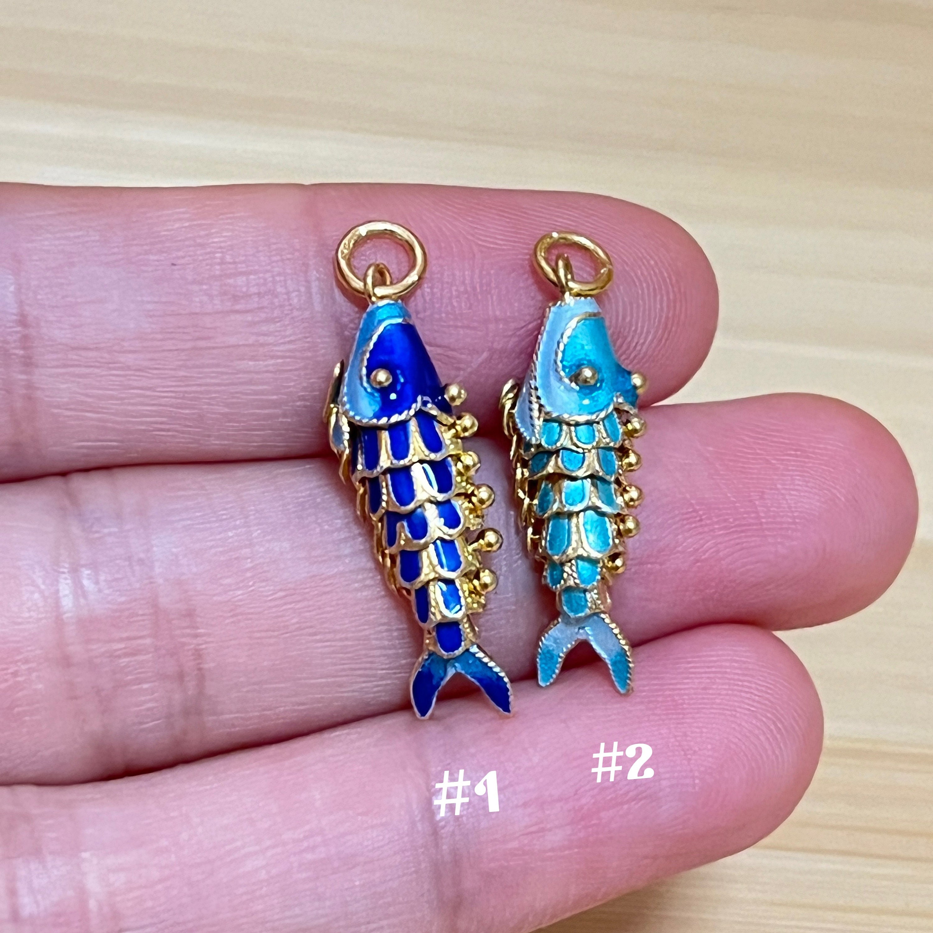 JELLYFISH　コンポート　アンティーク 3D Sterling Silver Cloisonne Enamel Koi Fish Flexible